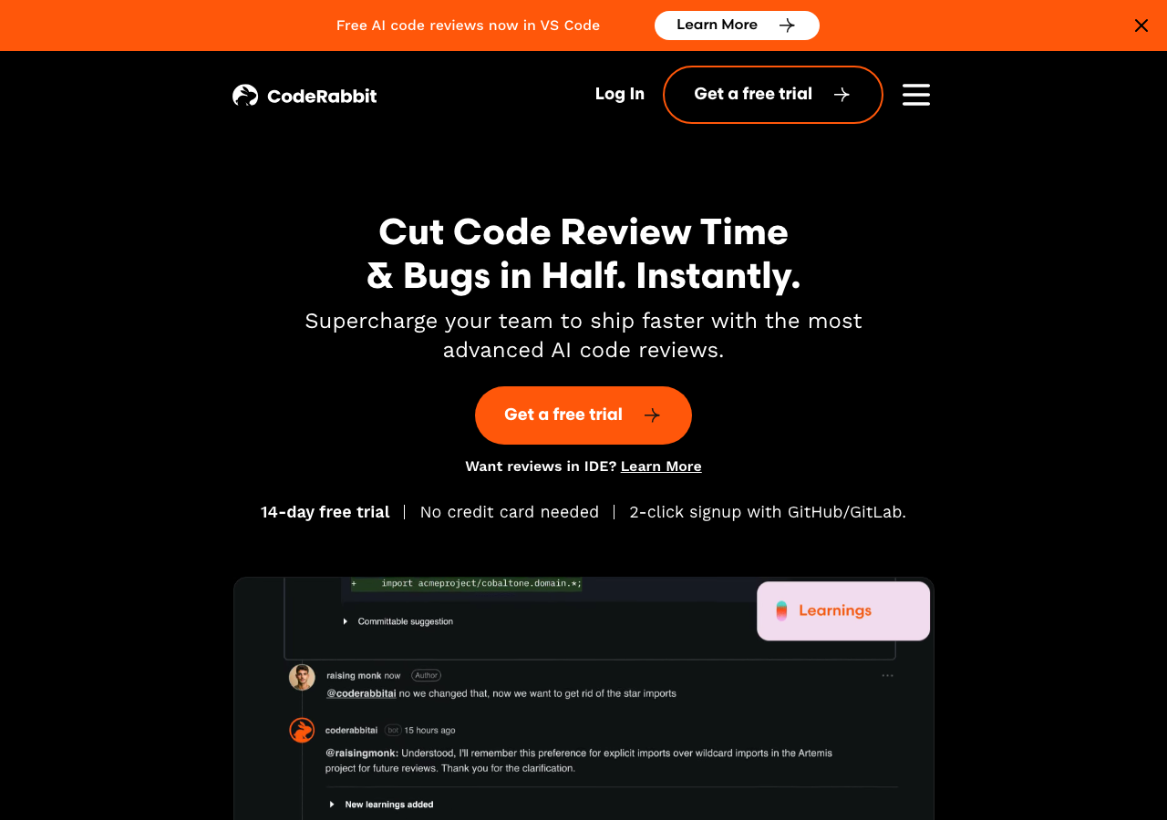 CodeRabbit main image - Effortless Code Generation