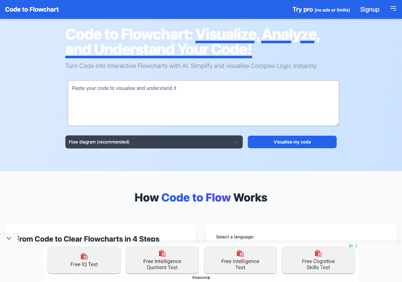 Screenshot of Code to Flow