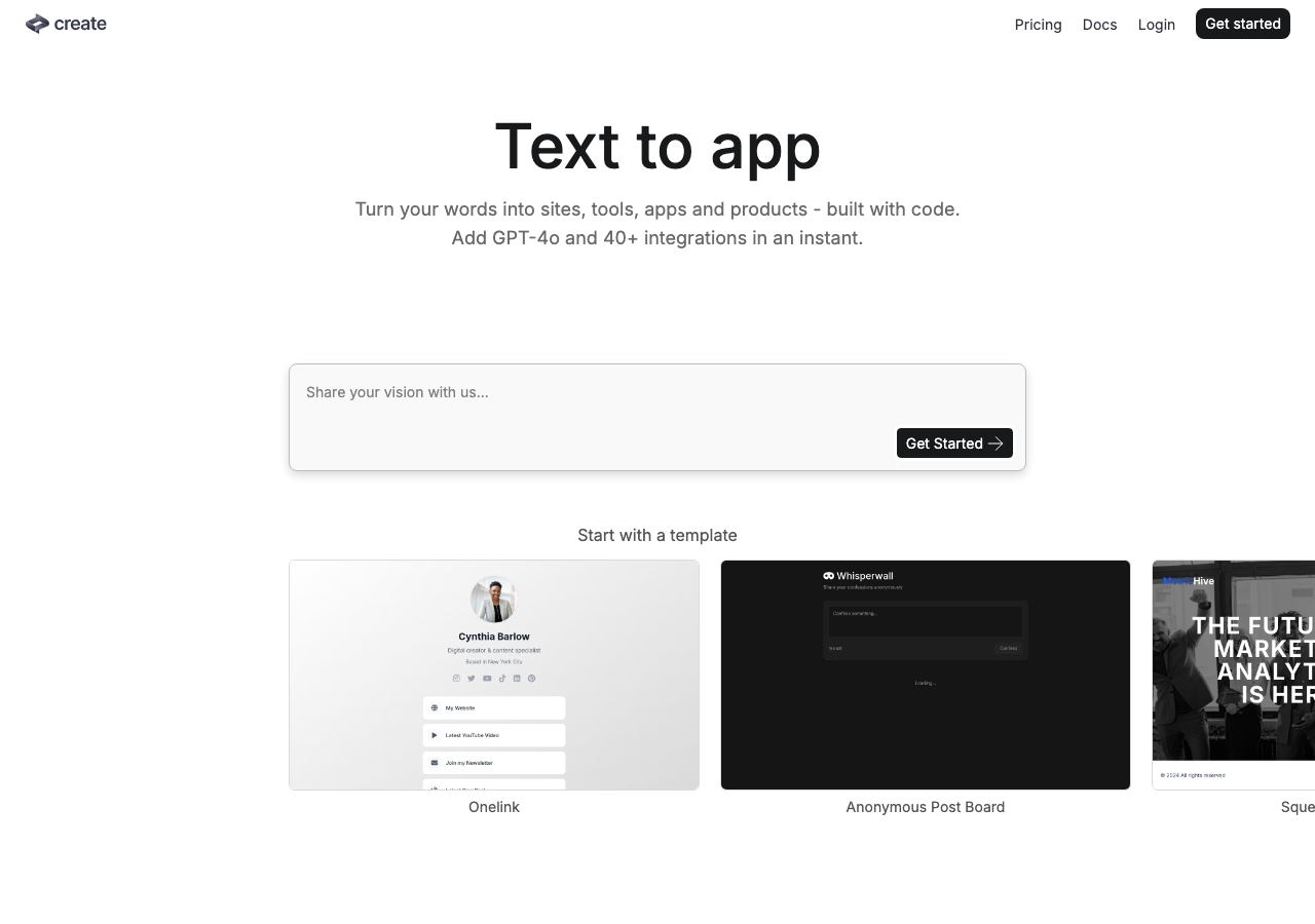 Screenshot of Create.xyz