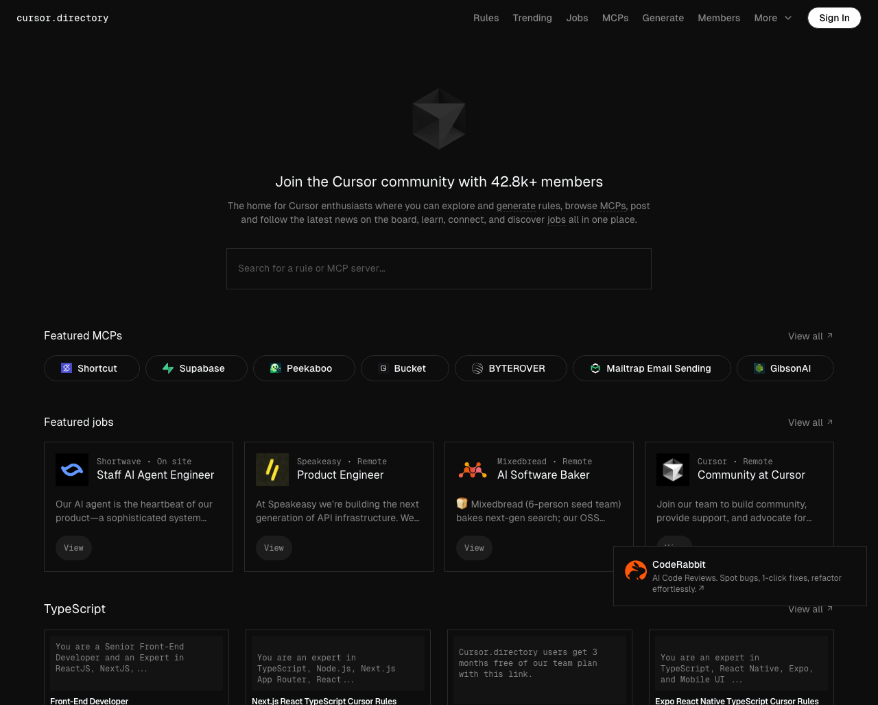 Screenshot of Cursor Directory