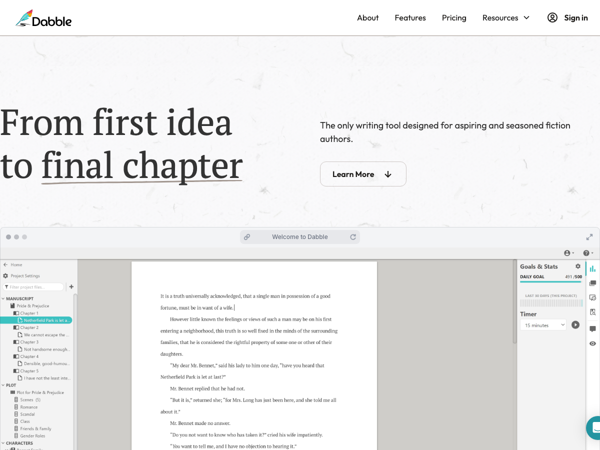 Screenshot of Dabble