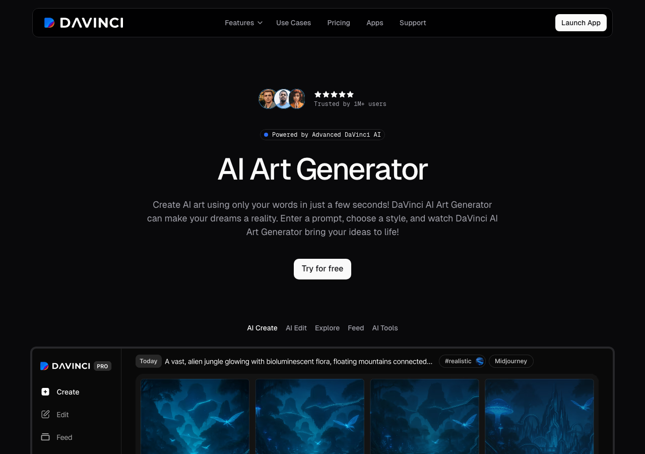DaVinci AI main image - Unlocking the power of AI for creativity