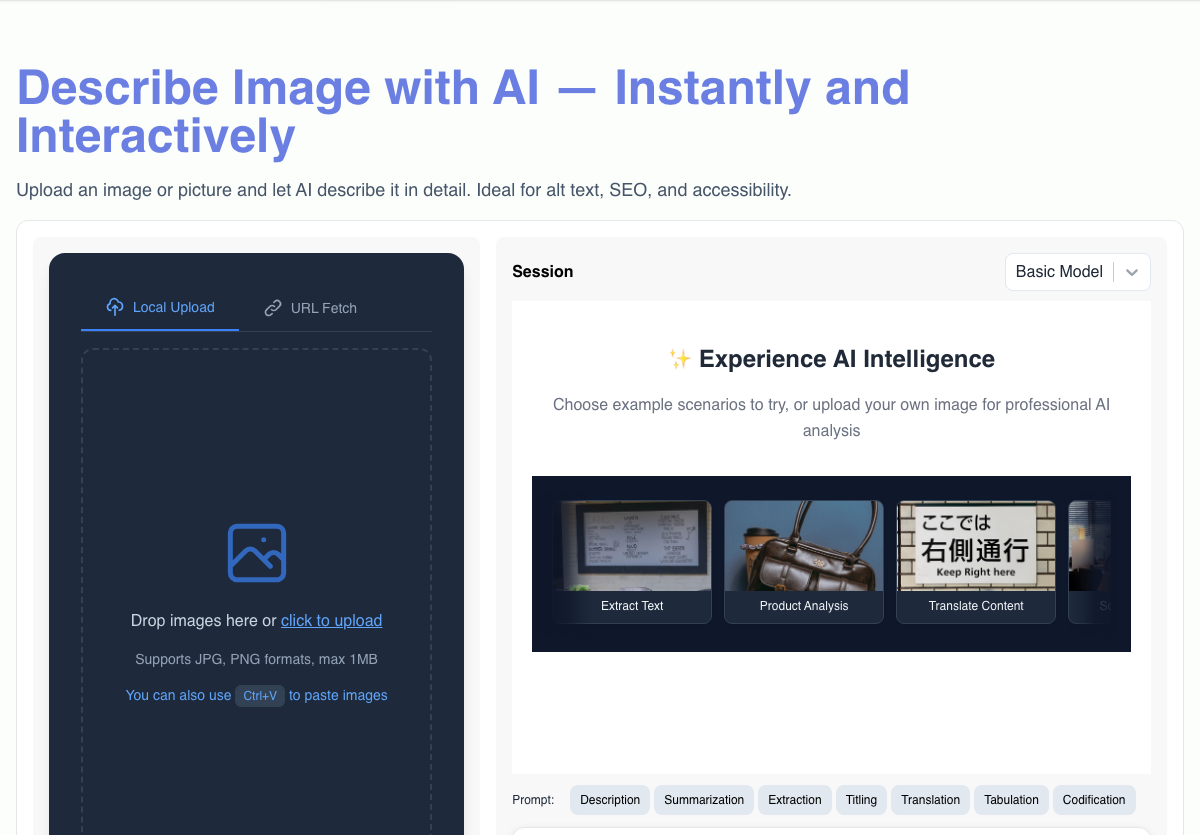 Screenshot of Describe Image & Picture - AI Image Description, Markdown, and Text Converter