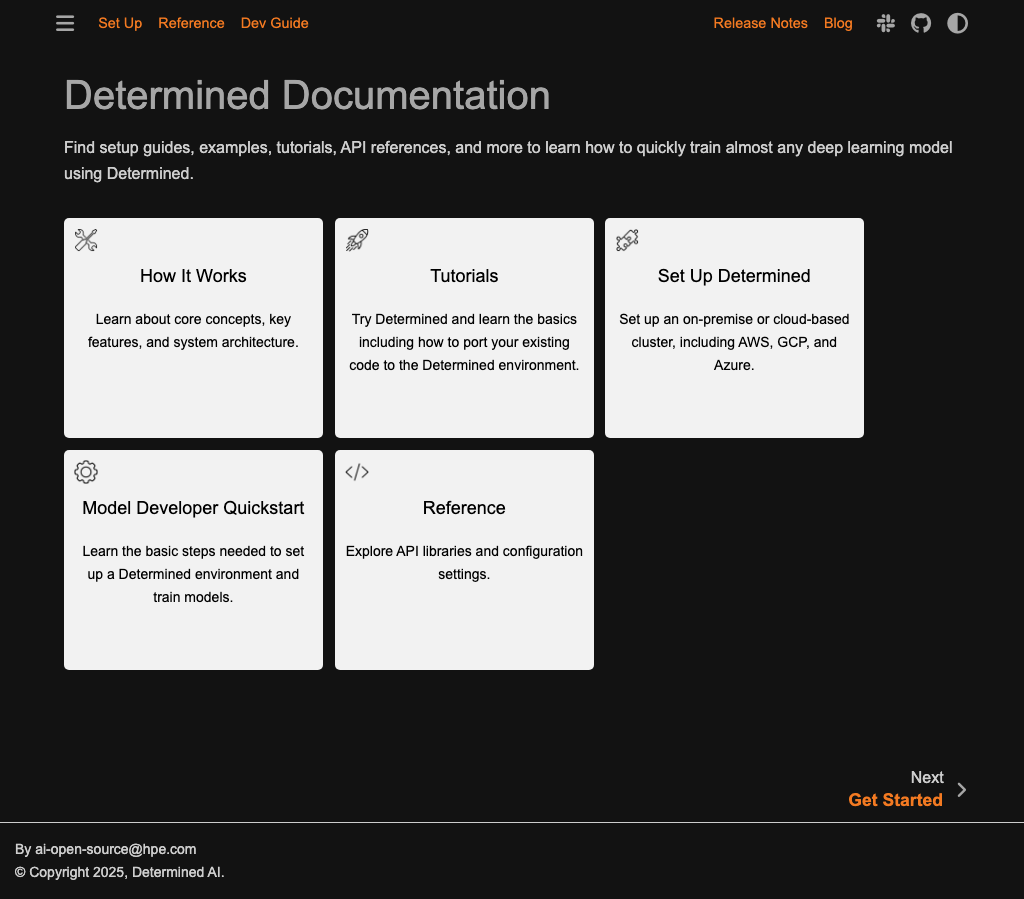 Screenshot of Determined AI Documentation