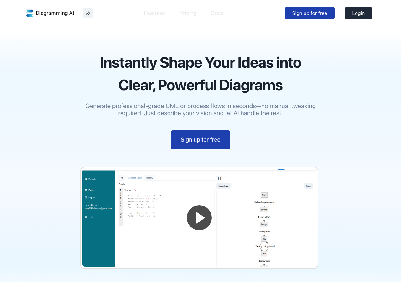 Screenshot of Diagramming AI