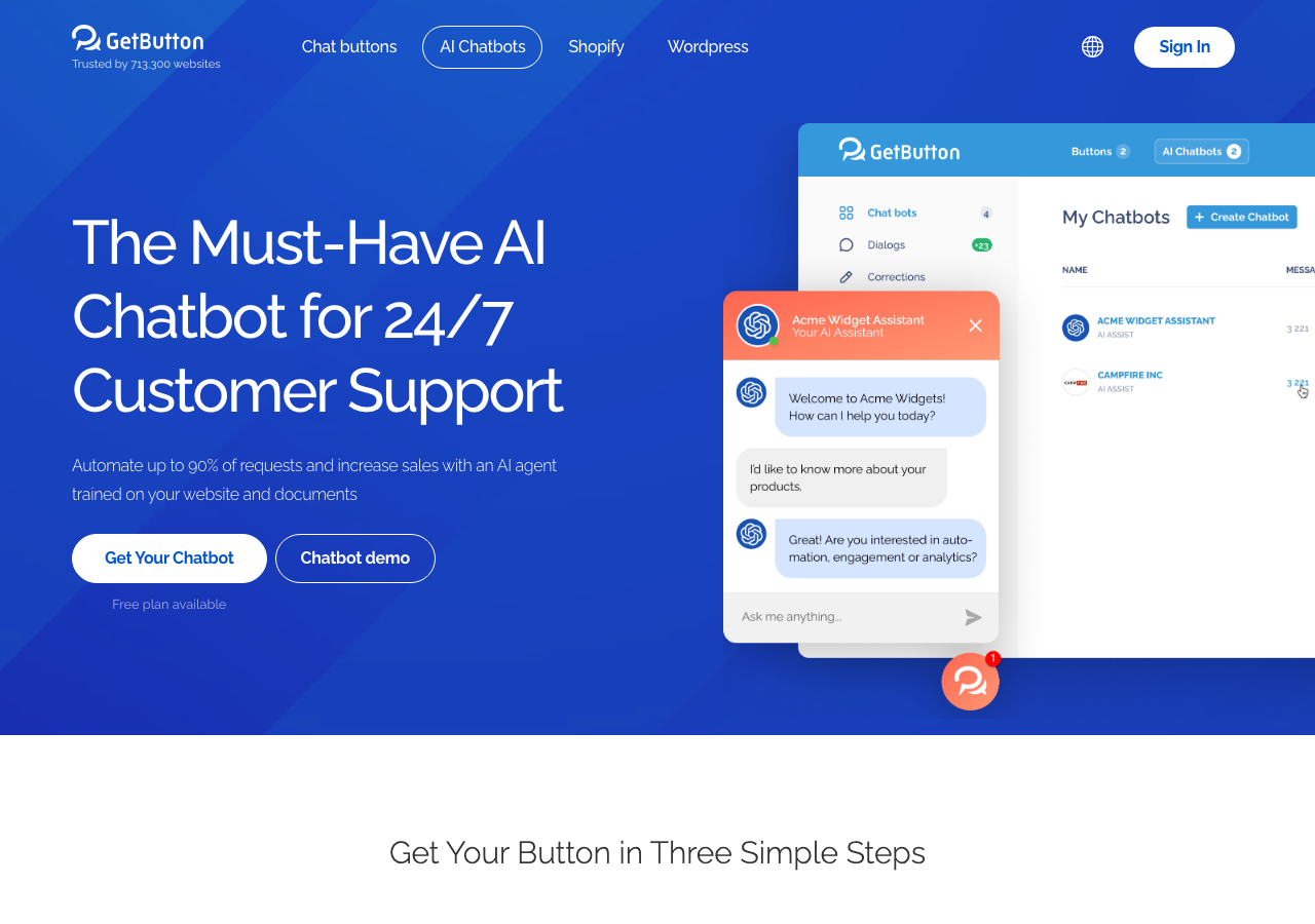GetButton main image - ChatGPT Bot Button - Boost your website engagement!