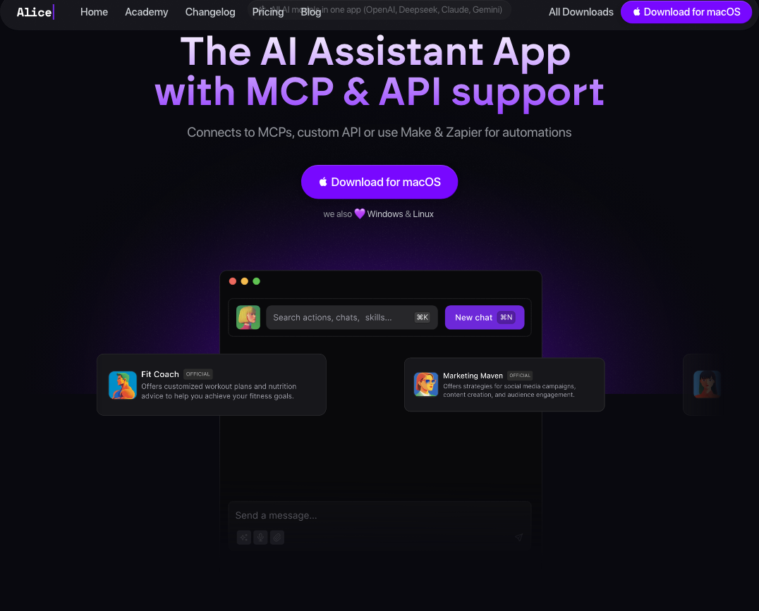 Screenshot of Alice - Your Personal AI Assistant App