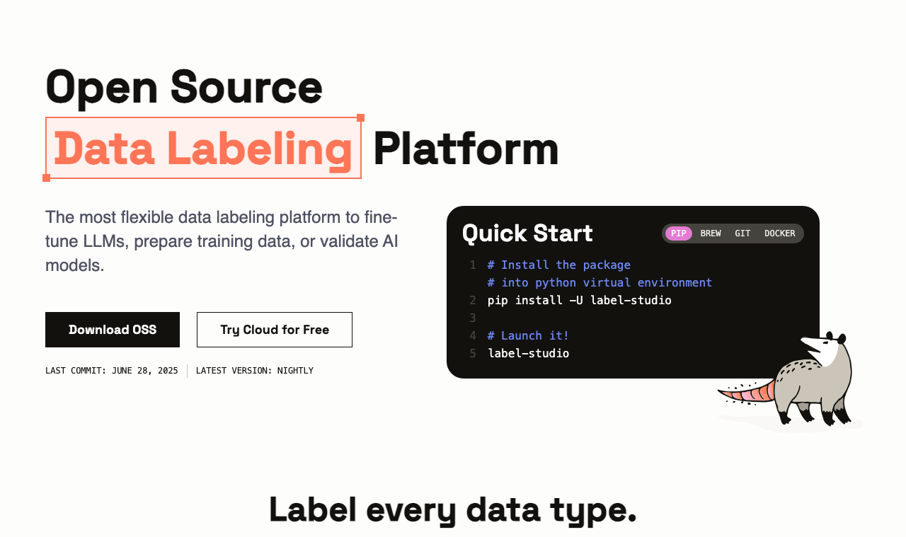 Label Studio main image - Effortless data labeling for ML teams