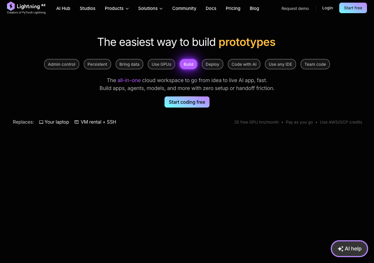 Screenshot of Lightning AI
