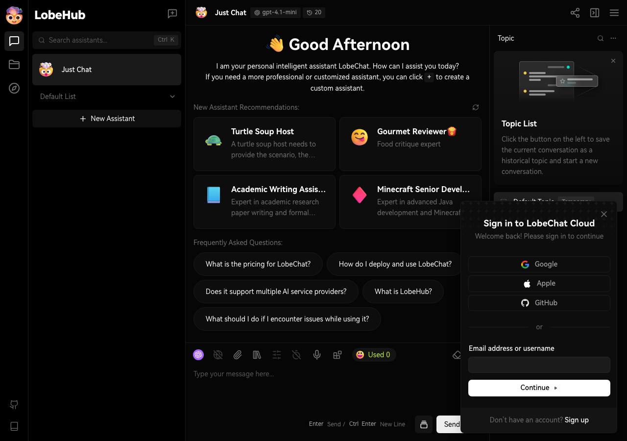 Screenshot of LobeChat