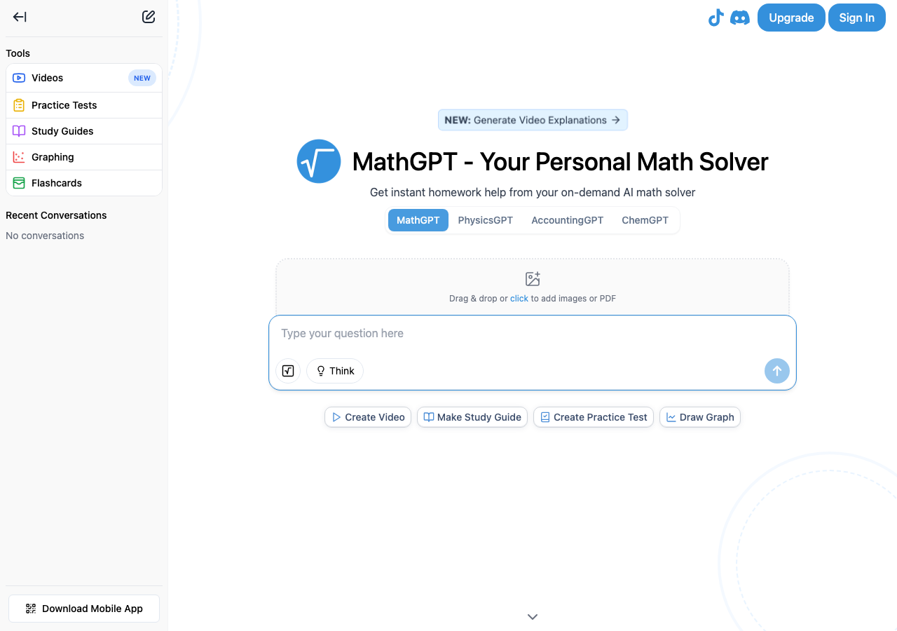 MathGPT main image - Empowering mathematical creativity with AI