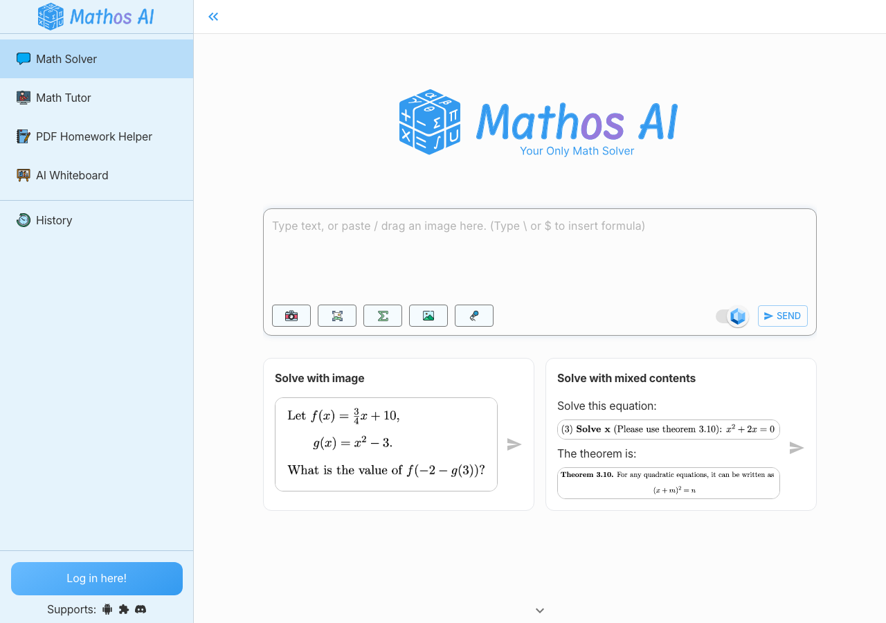Screenshot of Mathos AI