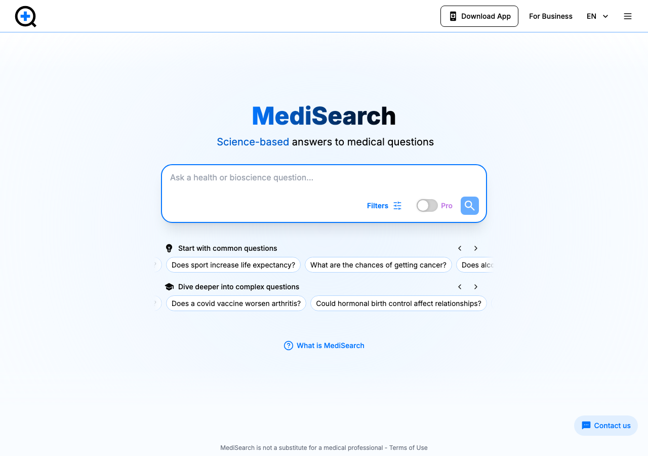 Screenshot of MediSearch