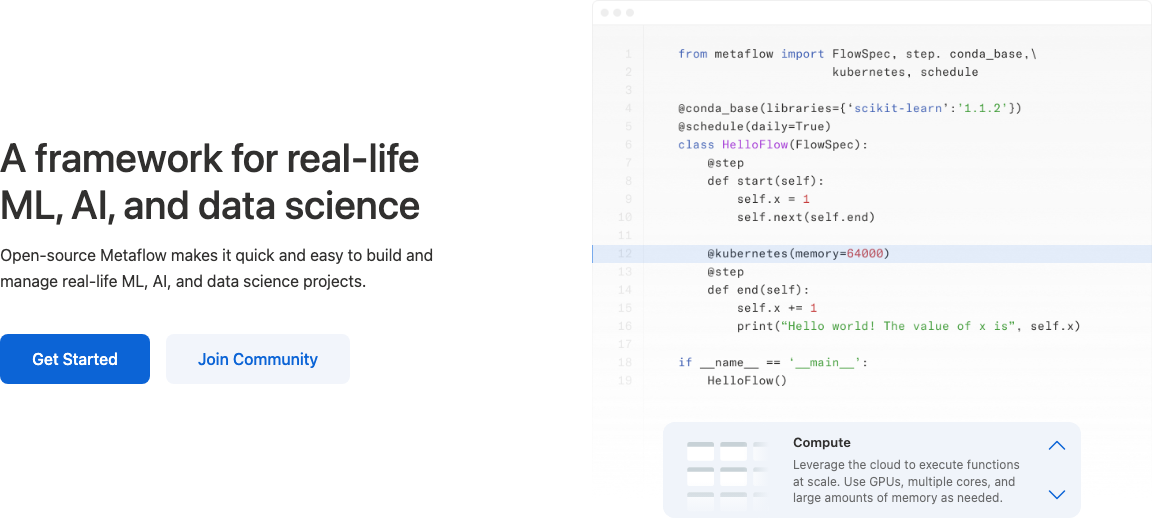 Metaflow main image - Build and manage real-life data science projects with ease.