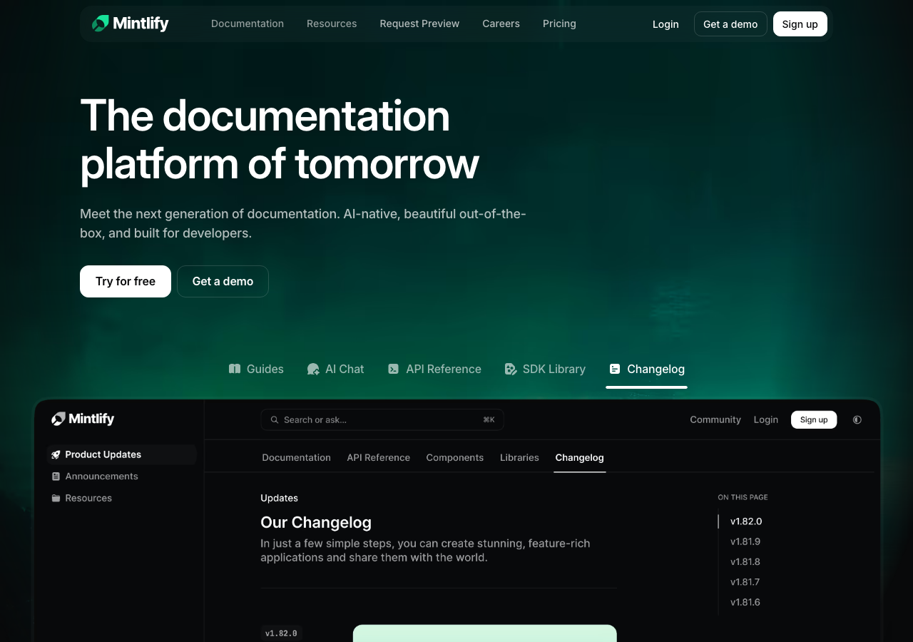 Screenshot of Mintlify