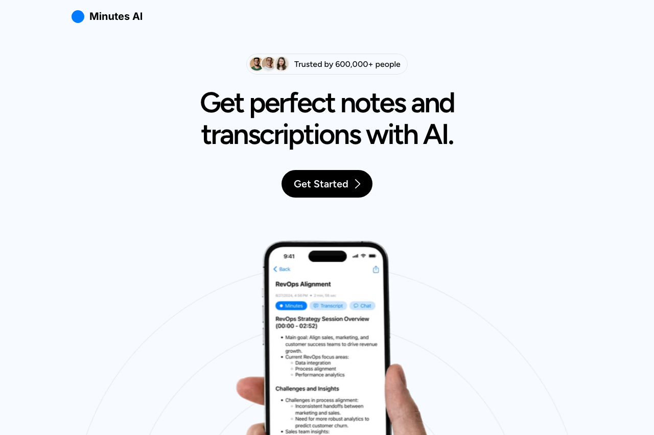 Screenshot of Minutes AI