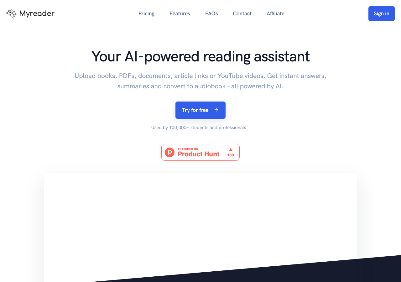 Screenshot of Myreader AI