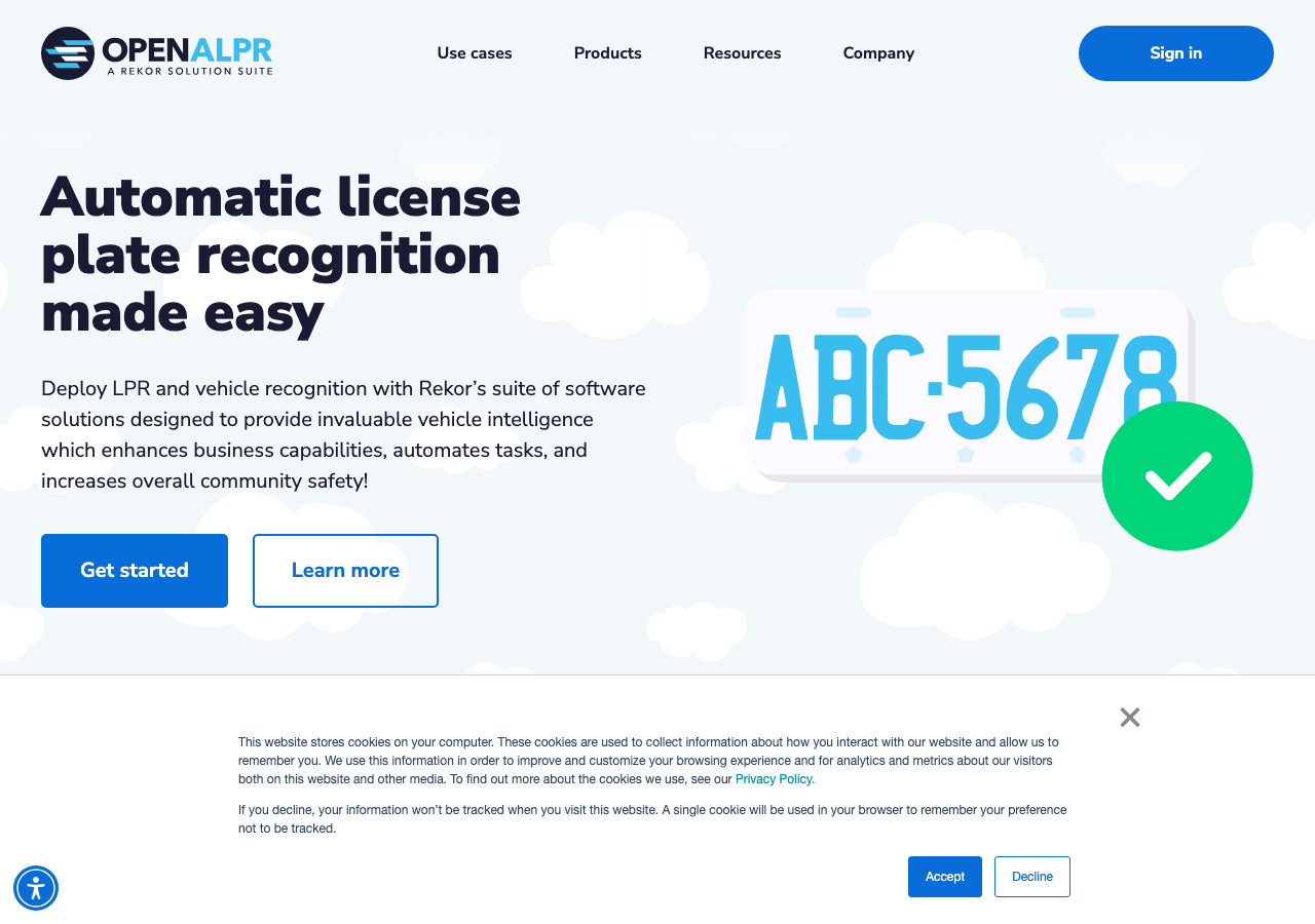 Screenshot of OpenALPR - Automatic License Plate Recognition