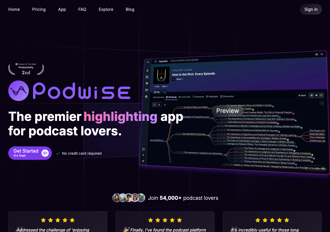Screenshot of Podwise