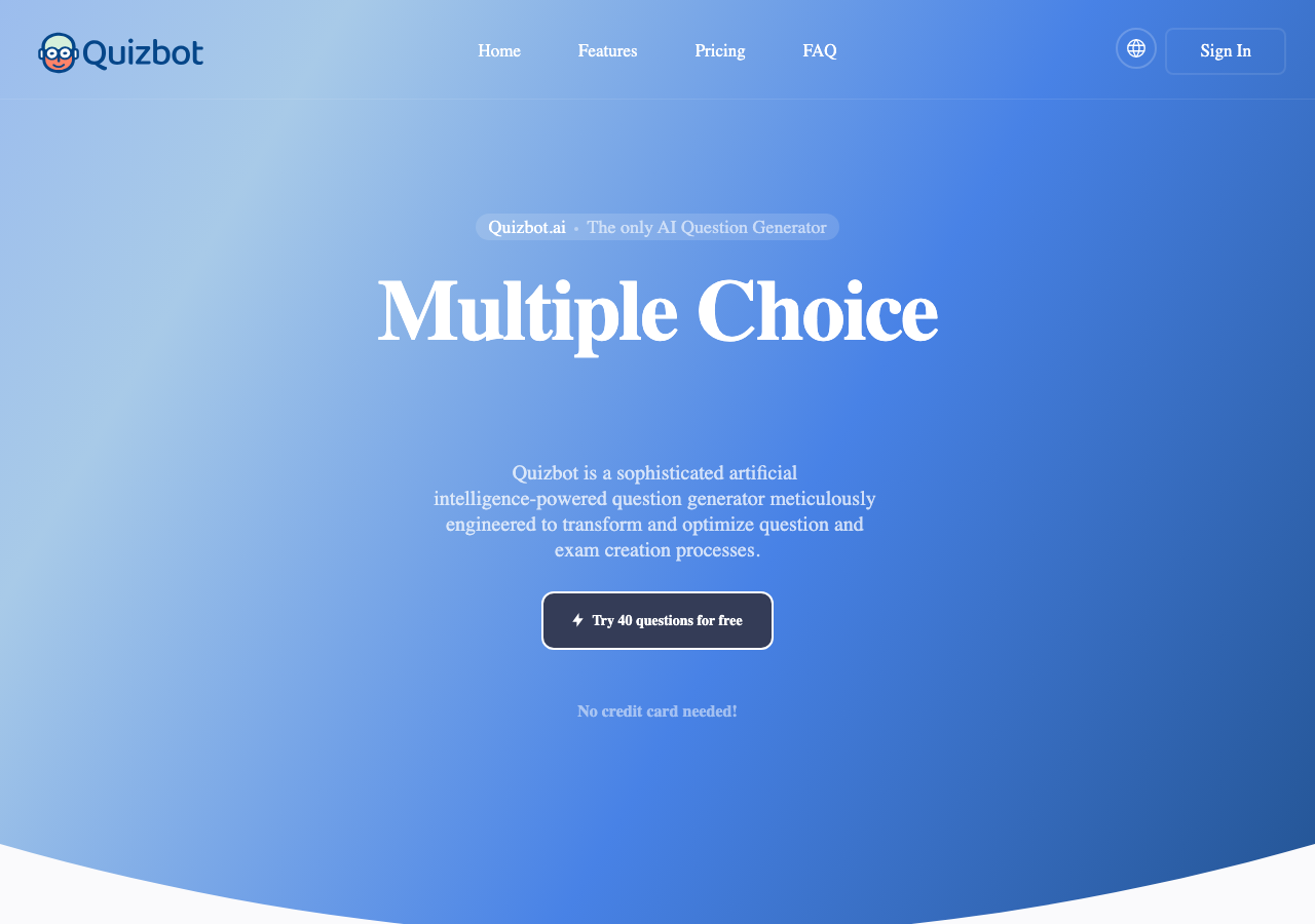 Screenshot of QuizBot.ai