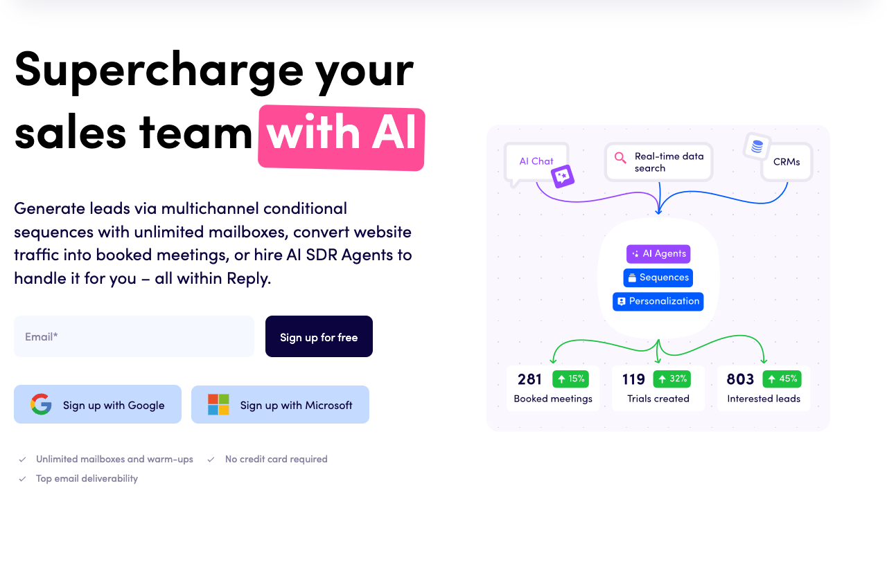 Screenshot of Reply.io
