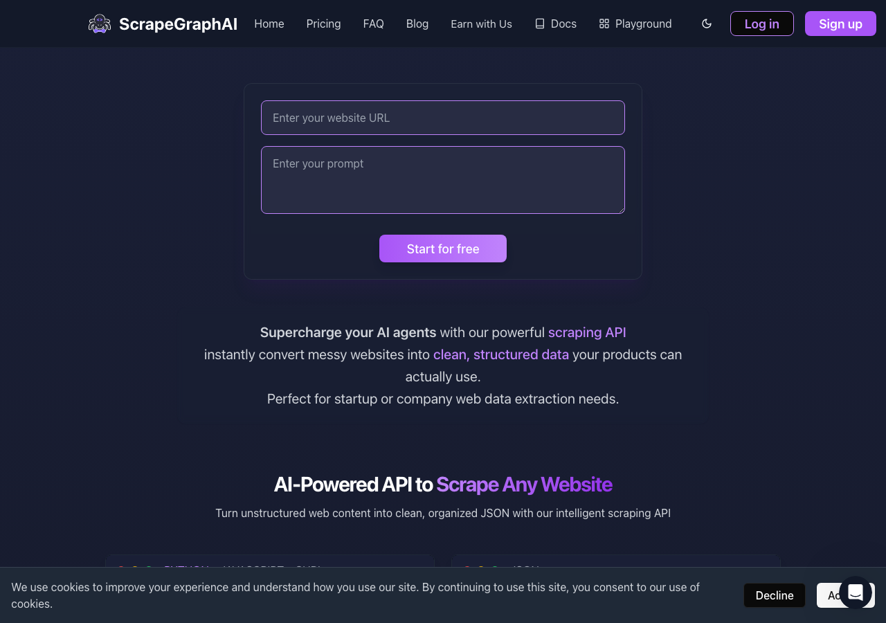 Screenshot of ScrapeGraphAI