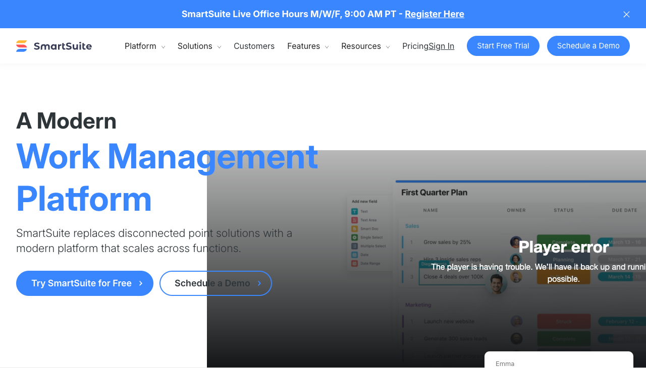 Screenshot of SmartSuite