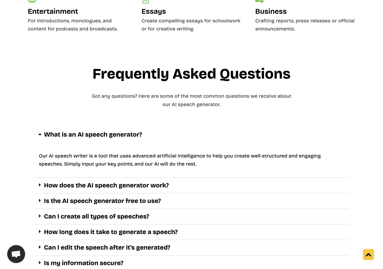 Screenshot of AI Speech Generator