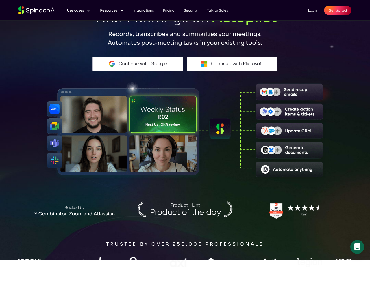 Screenshot of Spinach AI