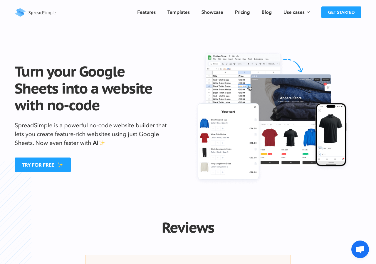 SpreadSimple main image - Create beautiful websites from Google Sheets