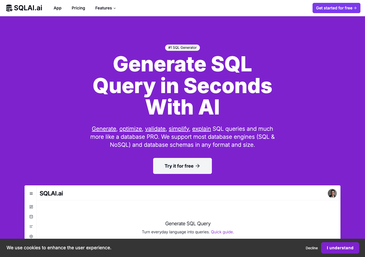 Screenshot of SQLAI.ai