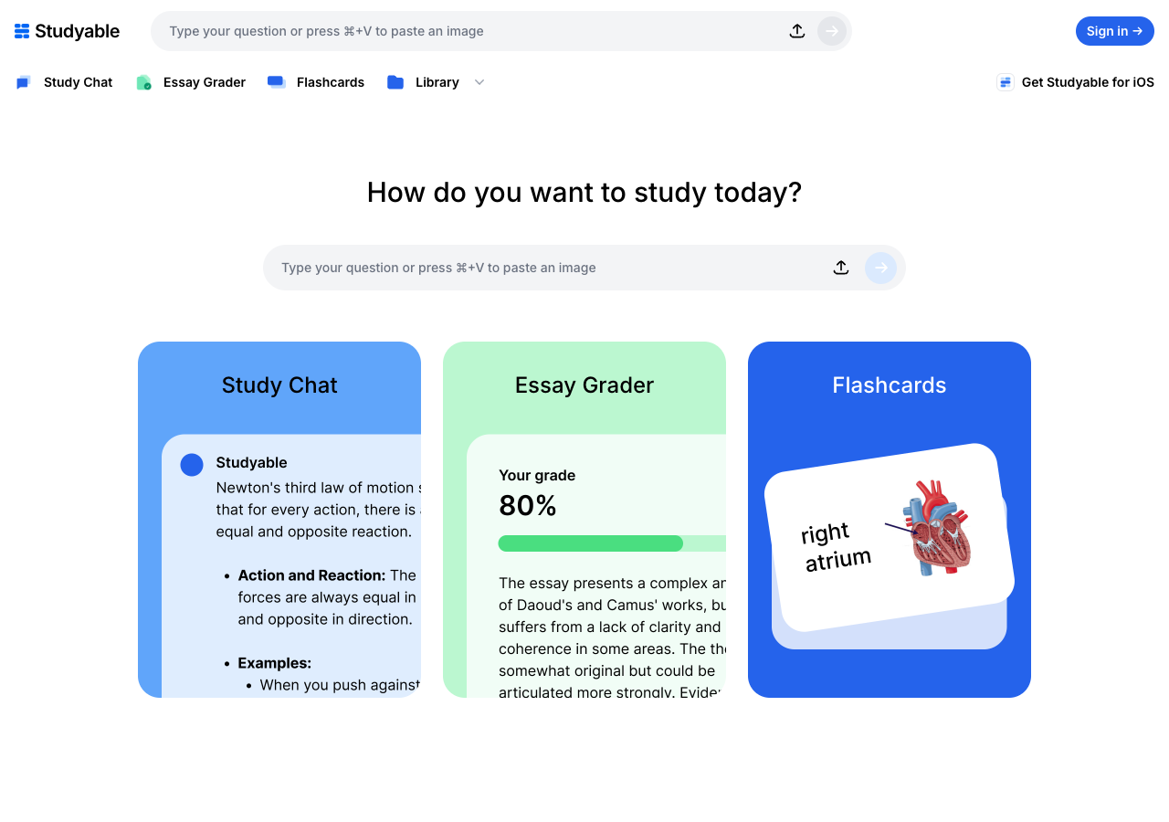 Screenshot of Studyable