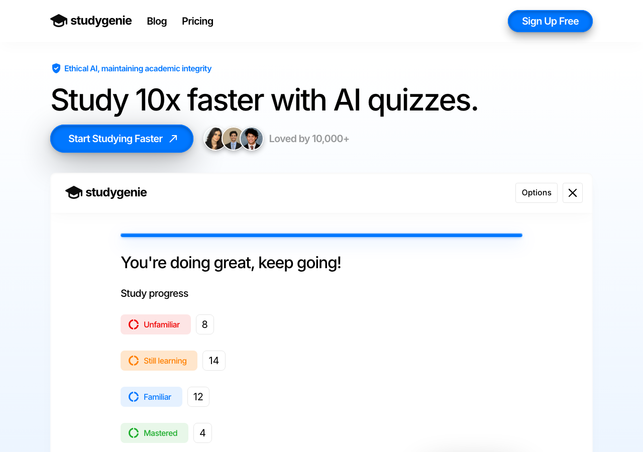 Screenshot of Studygenie