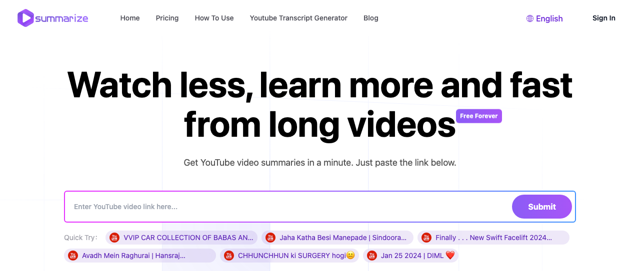 Screenshot of Summarize.ing