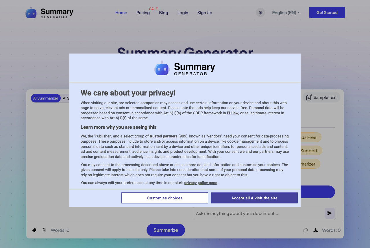 AI Summary Generator main image - Your go-to tool for quick and accurate summaries!