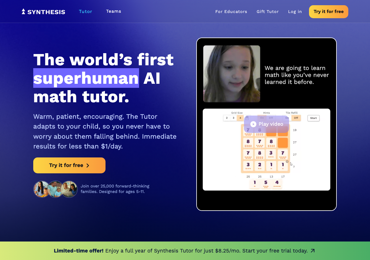 Screenshot of Synthesis Tutor