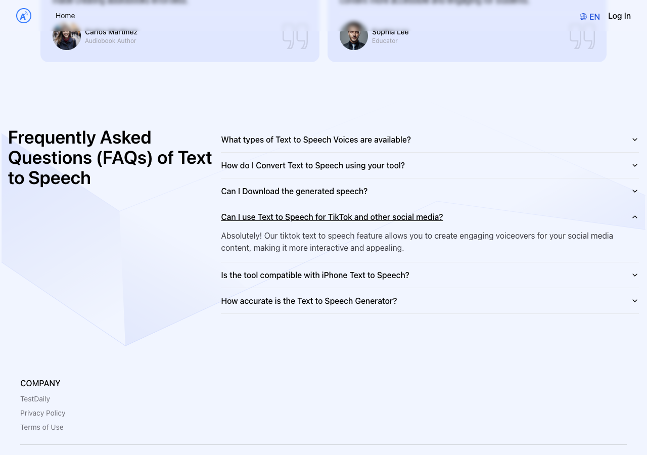 Screenshot of Text to Speech.im