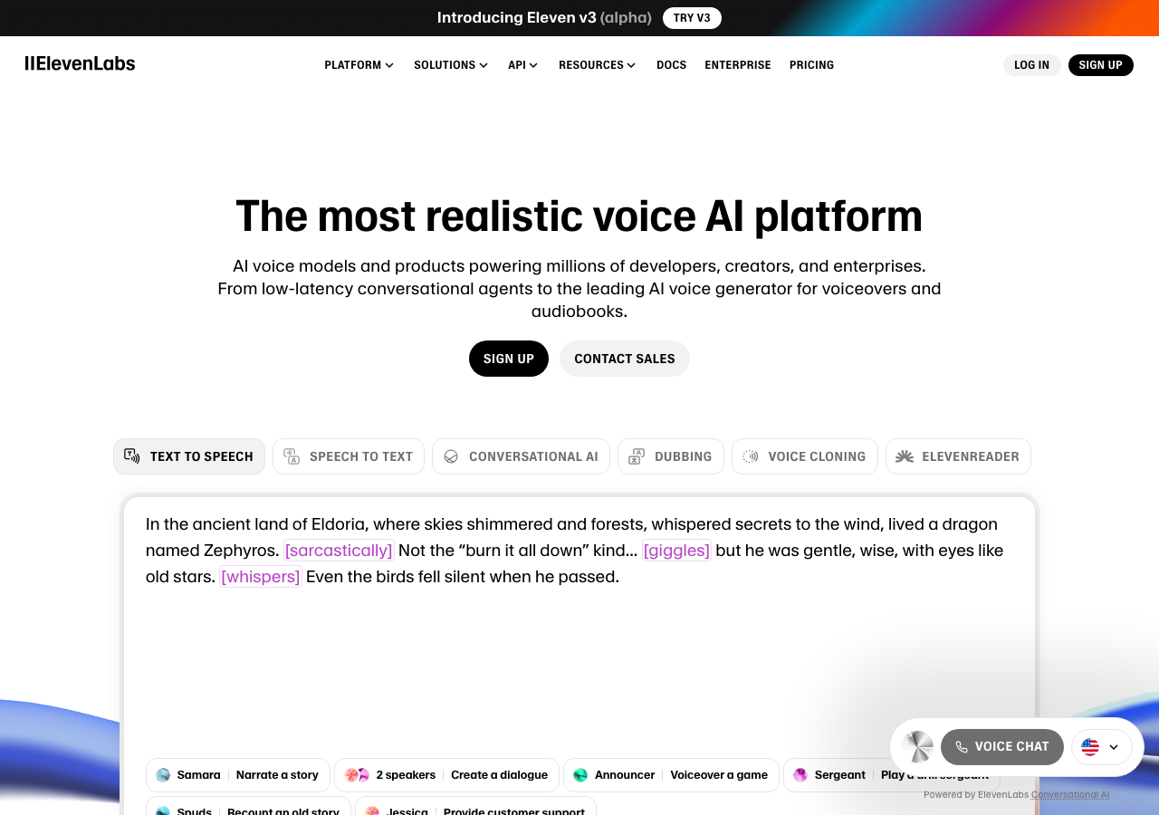 Screenshot of ElevenReader