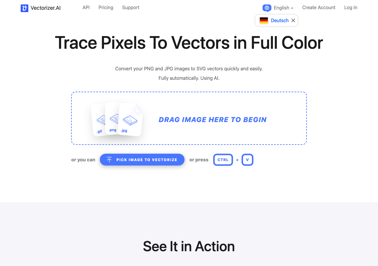Screenshot of Vectorizer.AI