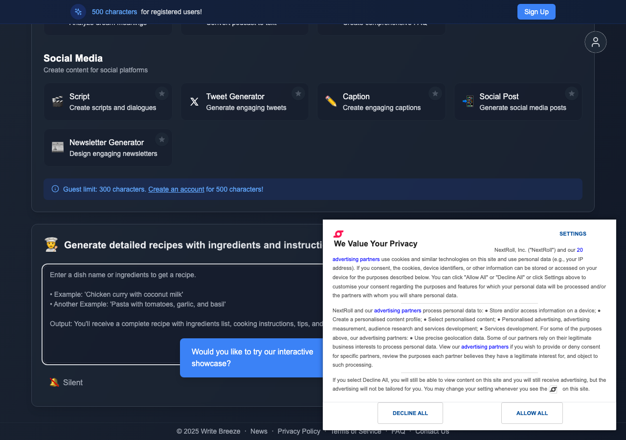 Screenshot of Write Breeze