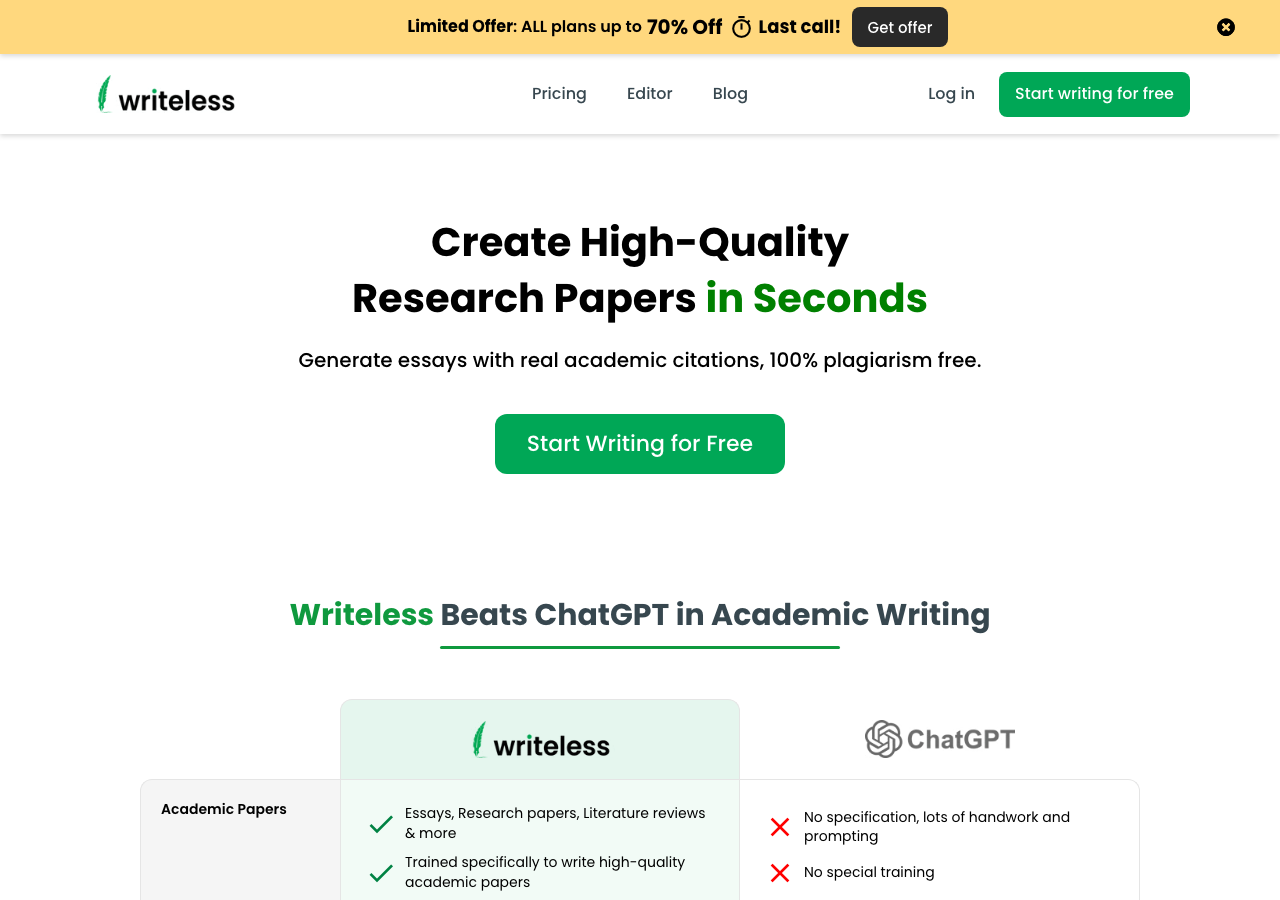 Writeless main image - Simplify Your Writing