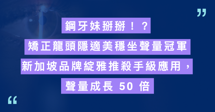 鋼牙妹掰掰！？ 矯正龍頭隱適美穩坐聲量冠軍 新加坡品牌綻雅推殺手級應用， 聲量成長 50 倍