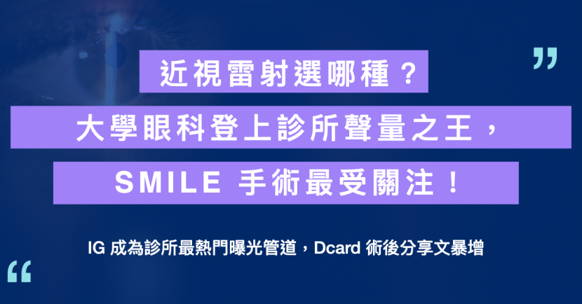 近視雷射選哪種？大學眼科登上診所聲量之王， SMILE 手術最受關注！