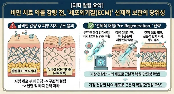 비만 치료의 패러다임 시프트 : 약물 감량 전 '세포외기질(ECM)' 보관의 의학적 당위성 - 1 - 더라인성형외과
