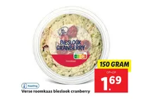 roomkaas bieslook cranberry