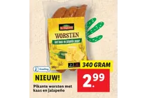 worsten met kaas en jalapeno peper