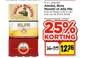 amstel birra moretti of alfa pils