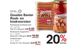 Knakworst nu 20.00% korting aanbieding