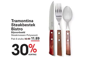 Steakbestek nu 30.00% korting aanbieding