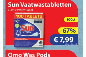 Vaatwastabletten nu 67.00% korting aanbieding